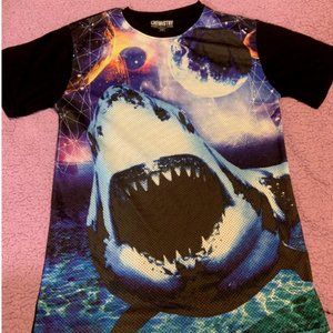 Chemistry Mesh Shark Sublimation T Shirt SMALLBlack Short Sleeve Crewneck Galaxy
